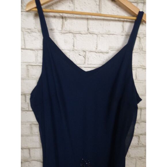 $199 Catherine's Navy Blue Masquerade Beaded Dress & Jacket Set 28W NEW - Picture 5 of 14